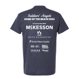 A navy Tee with Text printed on back
